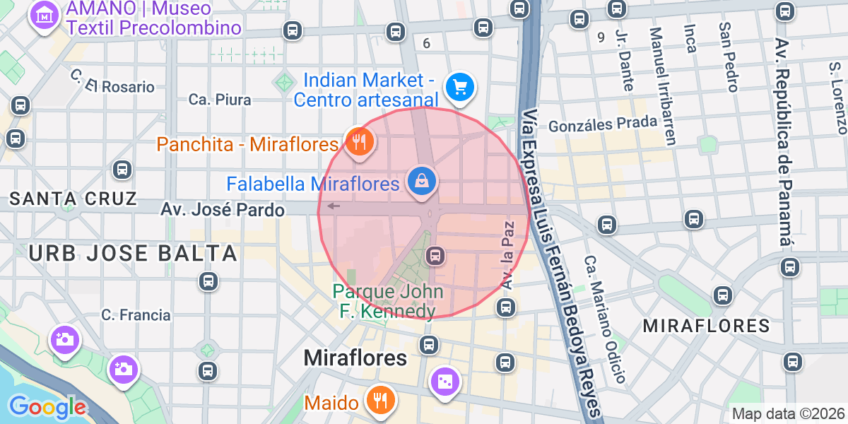 Zona aproximada de .
