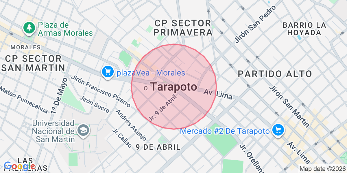 Zona aproximada de Pamela