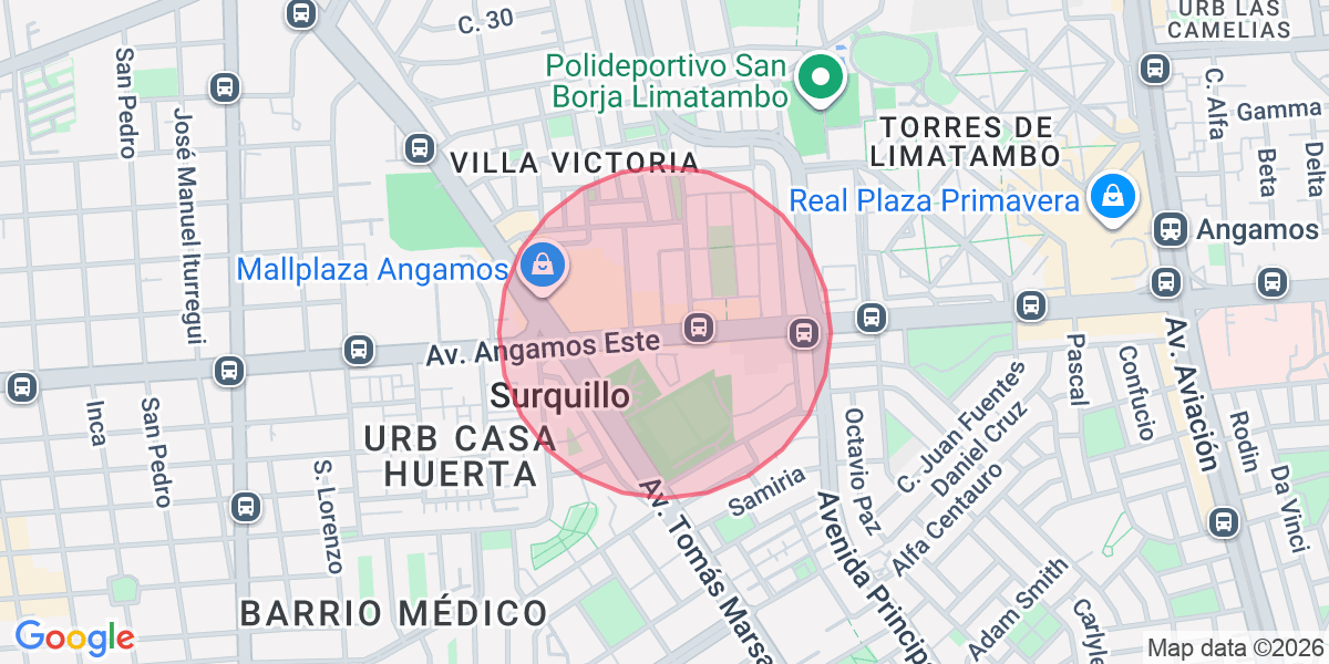 Zona aproximada de Camila